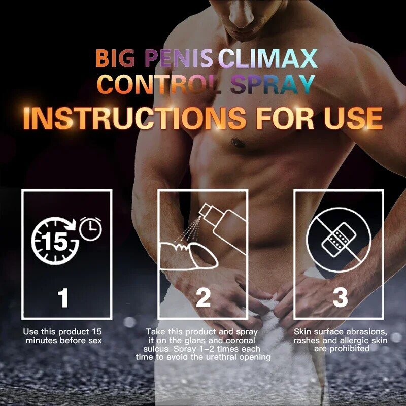 Male Powerful Sex Delay Spray for Men External Use Prevent Premature Ejaculation Prolong 60 Minutes Big Penis Enlargement Oils