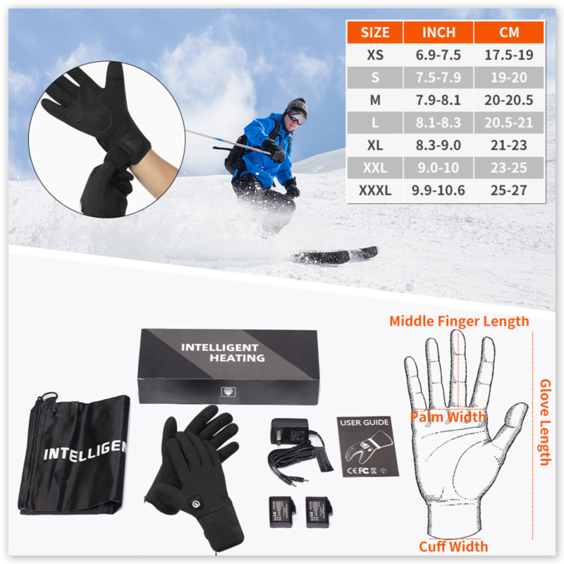 Rękawice rozgrzewające zimowe z przewodowa rękawice izolacyjne akumulatorami dla mężczyzn i kobiet rękawice elektryczne do jazdy na nartach