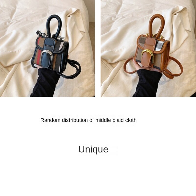กระเป๋าถือกระเป๋าหิ้วขนาดเล็กสำหรับผู้หญิงทำจาก PU ลายสก๊อตกระเป๋าถือแฟชั่นความจุสูงกระเป๋าสะพายไหล่พกพาได้