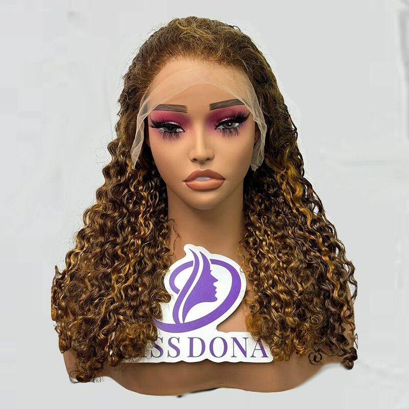 12A Double Drawn 13x4 Lace Frontal Hair Wig Burmese Curl Human Hair Wigs Piano Color 4/27 Hair Wig