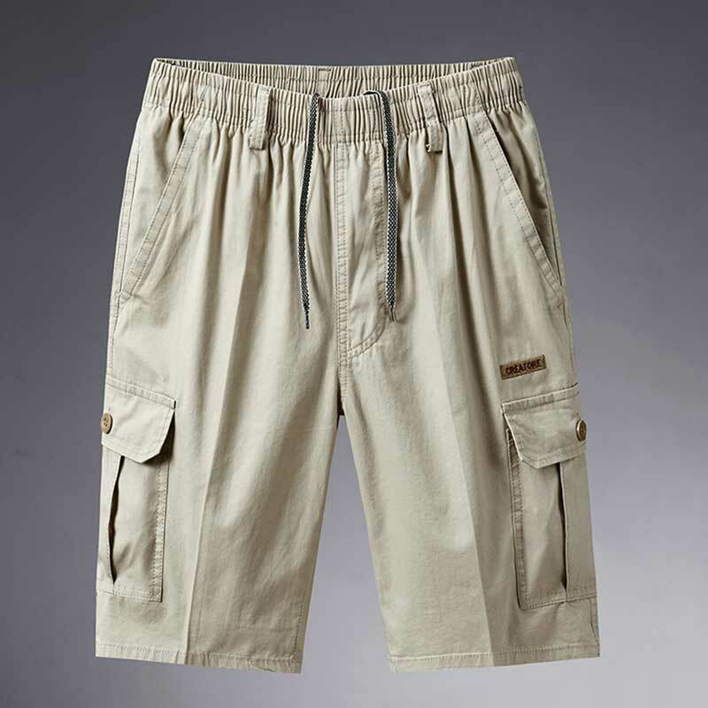 Шорты мужские однотонные, тонкие свободные короткие штаны-карго, повседневные штаны из чистого хлопка, для спорта на открытом воздухе, пляжа, на лето