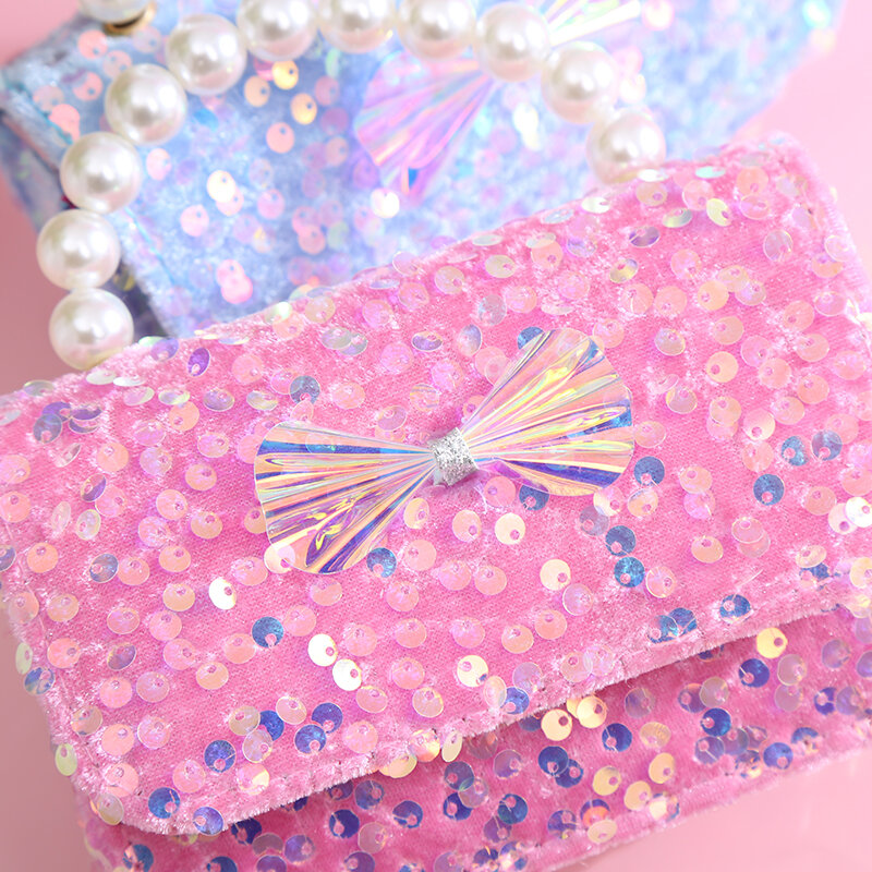 Nuove borse a tracolla con paillettes per bambini per ragazze portamonete portamonete Cute Child Baby Bowknot borse e borsette regalo