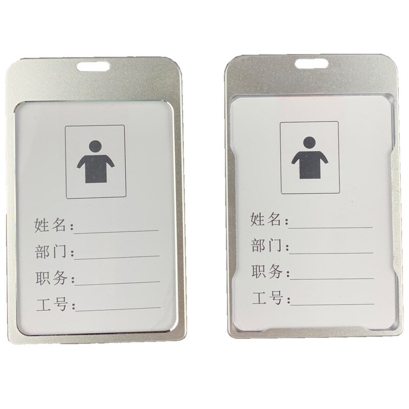 Aluminum Alloy Work Card Case for Exhibition ID Card Lanyard Badge Card Holder Metal Pass Card Set for Employee