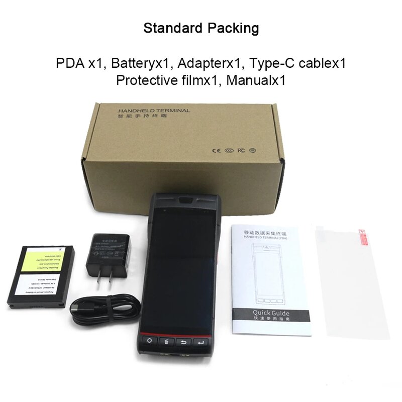 Прочный водонепроницаемый высокоскоростной лазерный сканер штрих-кода S60, 5,5 дюйма, Android 9,0, 4g, Wi-Fi, Ip66, 1d, 2d, Pdas со встроенным чековым принтером