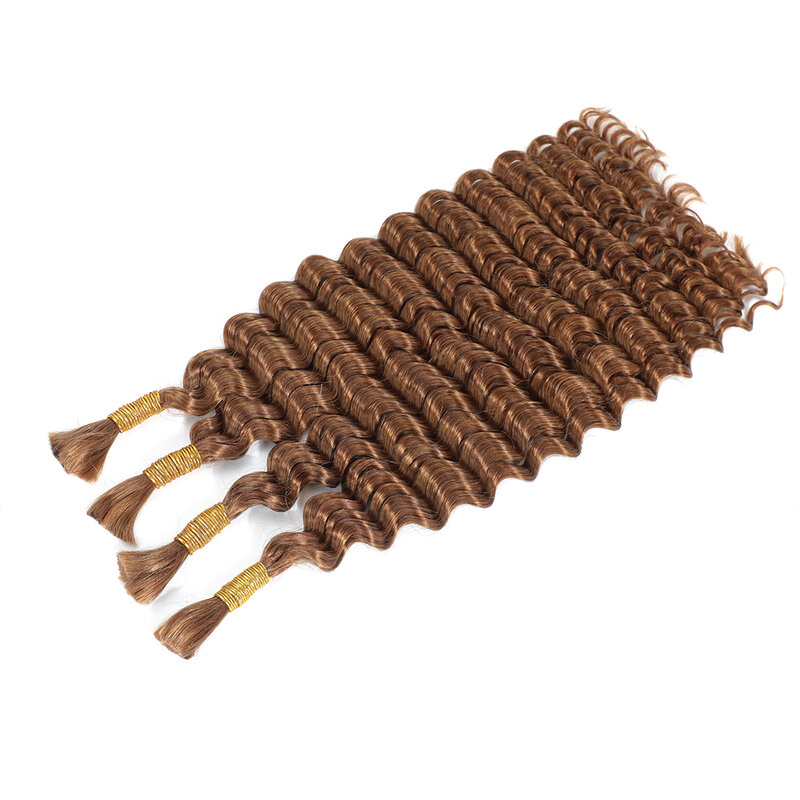 Linhua 30 # capelli umani sfusi onda profonda per intrecciare trecce Boho Crochet Micro trecce bohémien senza nodi doppio colore marrone disegnato