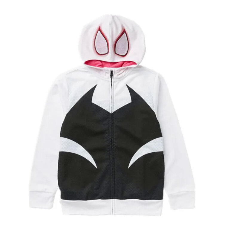 Anime 3D Printed Spider Gwen Hoodie Movie Cosplay Costume Hooded Pullover Kids Streetwear Child Halloween Party Cloak Sweatshirt