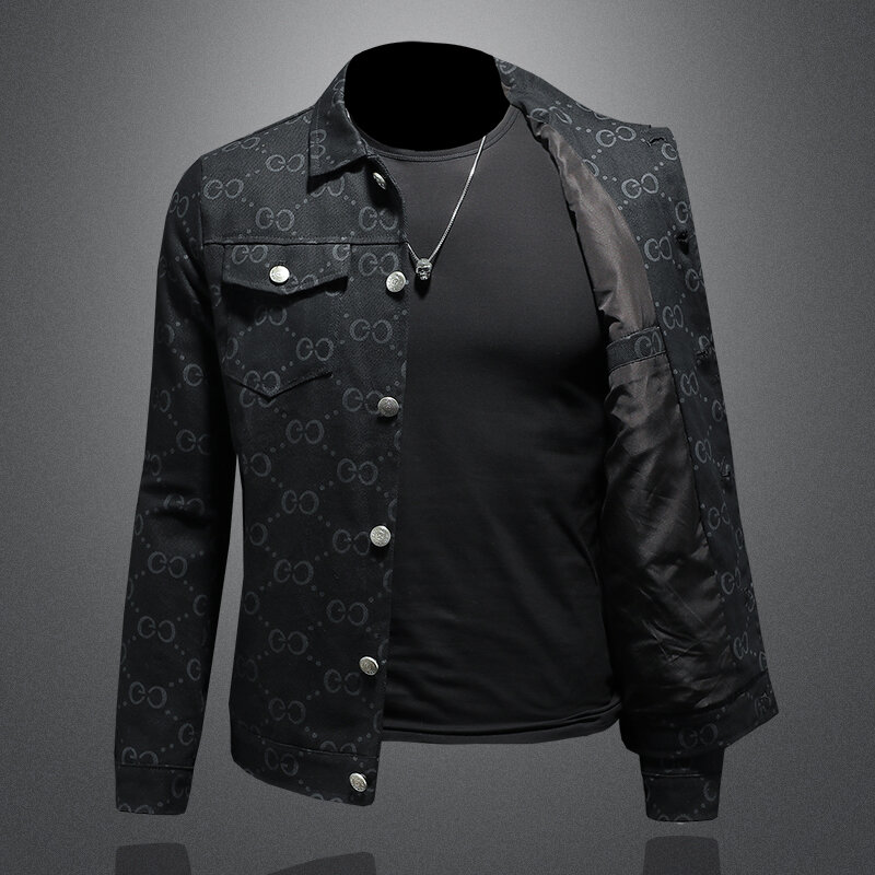 Jaket pria berkualitas tinggi dengan kain indah dan desain unik untuk jaket kerah hitam yang bergaya dan nyaman