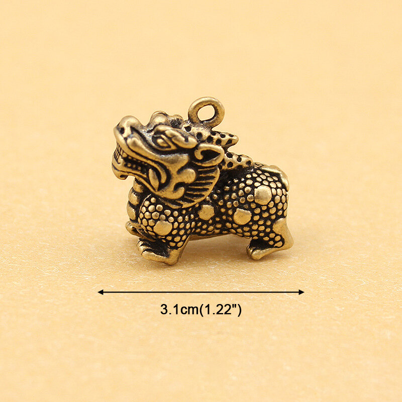 Estatua de dragón bestia chino, estatuilla de bronce, adornos de cobre antiguo, Animal mítico en miniatura, decoración del hogar, colección de artesanías