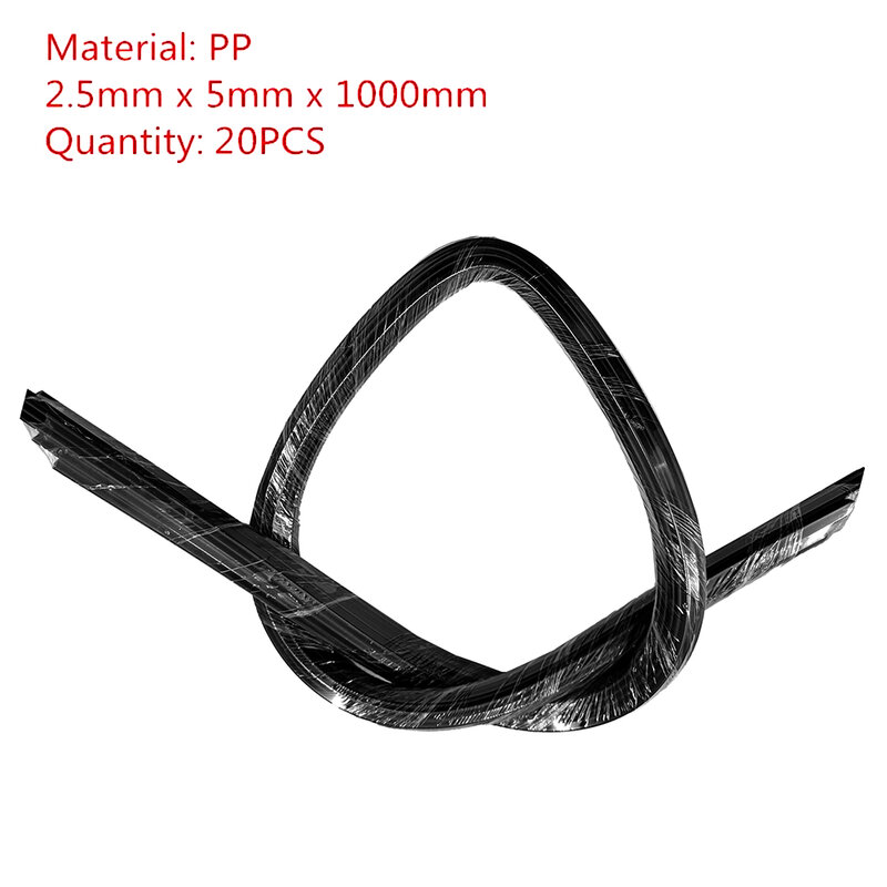 20 buah batang las plastik PP hitam 1000mm, Aksesori tongkat las batang solder untuk alat perbaikan Bumper mobil