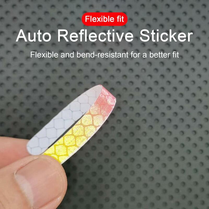 Cubo de roda reflexivo adesivo para segurança de condução noturna, adesivo reflexivo do carro, auto-adesivo melhorar, arco-íris, universal, 20pcs