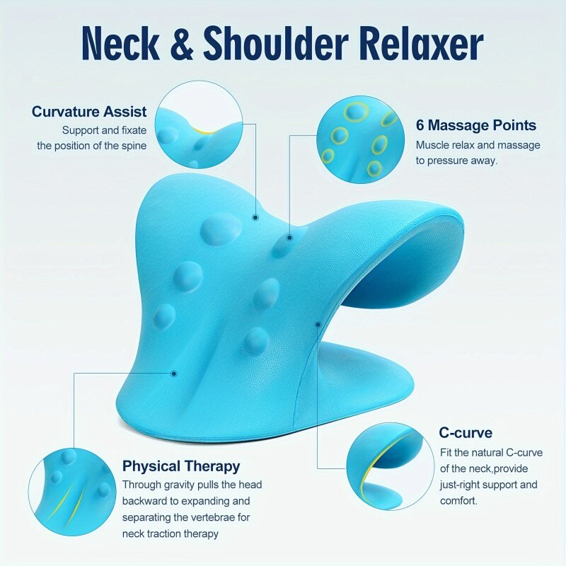 Rilassante per collo e spalle dispositivo di trazione cervicale a forma di C allineamento della colonna vertebrale cuscino chiropratico massaggiatore per barella per il collo