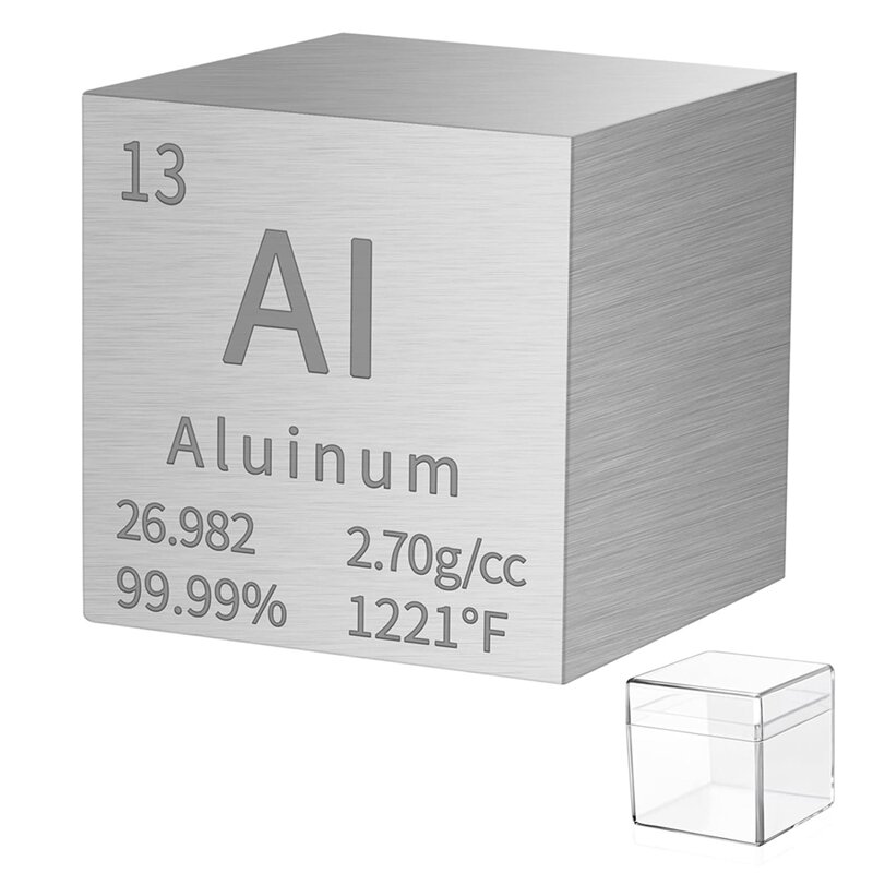 Metal puro alumínio quadrado para elementos coleções, alta densidade, AI, 1 Polegada, 1 peça