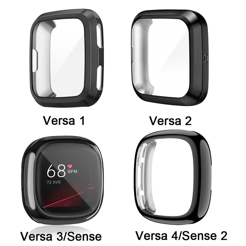 Soft Case For Fitbit Versa 1/Versa 2/Versa 3/Versa 4/Versa Lite Full Cover Protector Shell For Fitbit Sense 2/Sense Bumper Case