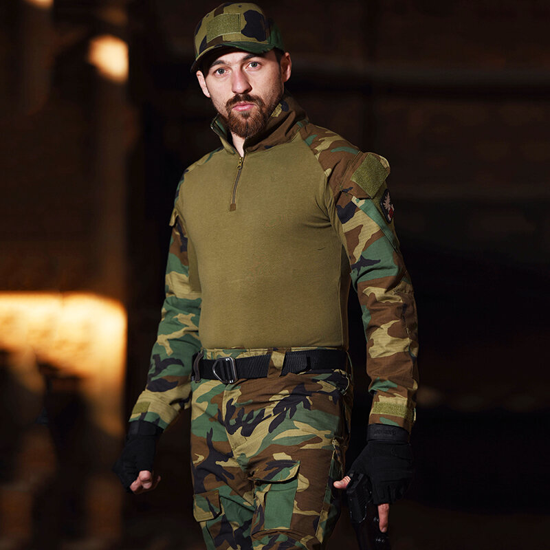 Camicia mimetica tattica da uomo militare Multicam US Army Combat manica lunga Camo escursionismo Fish Militar Uniform Airsoft Bodybuilding