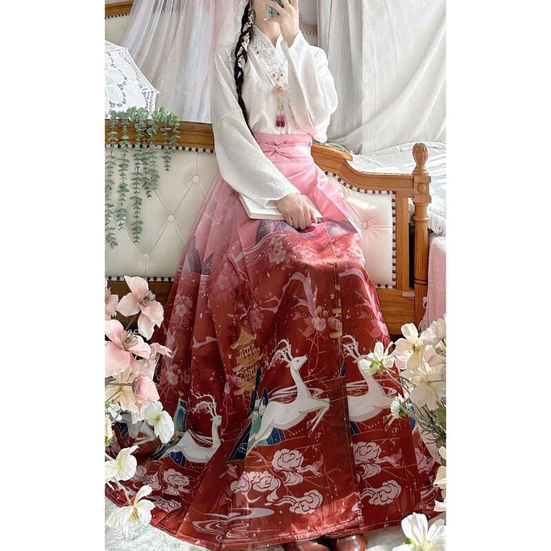 Dynasty Traditional Hanfu Women's 2024 New Spring Summer Improved Hanfu Suit Loose Ancient Costume Print Graduation Dance Dress