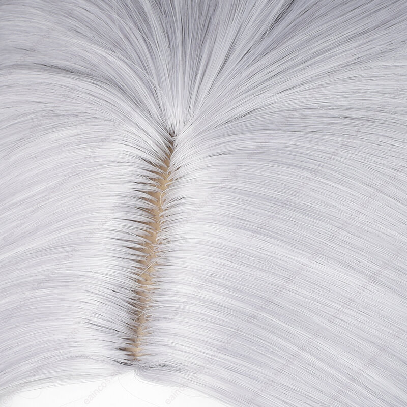 Gatto Peluca de Cosplay de 55cm de largo, pelucas grises plateadas, peluca sintética resistente al calor, fiesta de Halloween