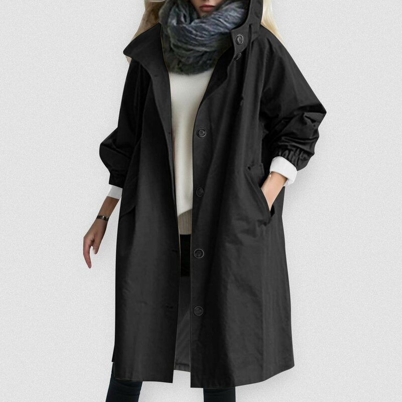 Mantel Trench 2024 untuk wanita, jaket Windbreaker bertudung elegan musim gugur musim semi longgar gaya Korea Abrigos Para Mujeres