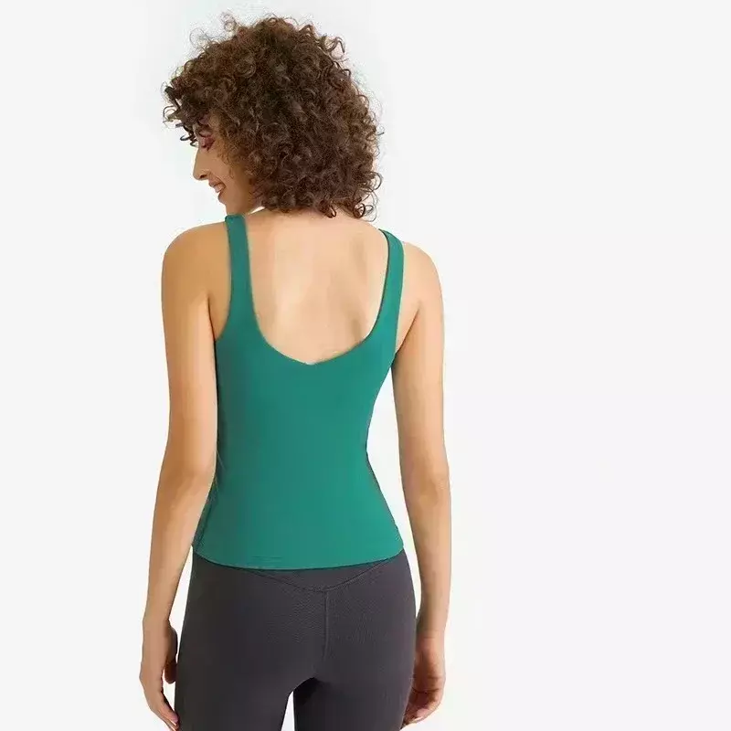 Lemon Deep U Back Workout Yoga Vest canotte da palestra Naked Feel Fitness Sport camicie senza maniche con reggiseno incorporato Top Active Wear