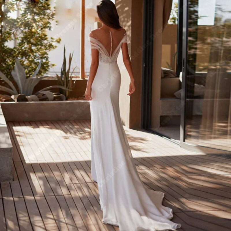 Semplici abiti da sposa con superficie in raso luminoso abiti da sposa Sexy nuovi abiti da sposa senza maniche creativi lunghezza di lavaggio Vestidos De Noche
