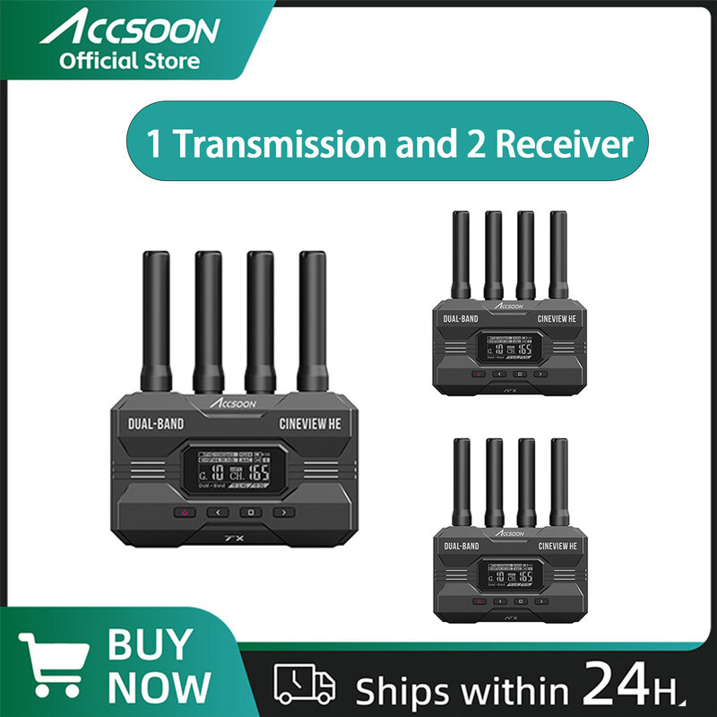 Accsoon-transmisor de vídeo inalámbrico de doble banda Cineview SE/HE/Quad Hdmi, entrada/salida, 1 transmisión y 2 receptores de latencia, 60ms, 1080 p60
