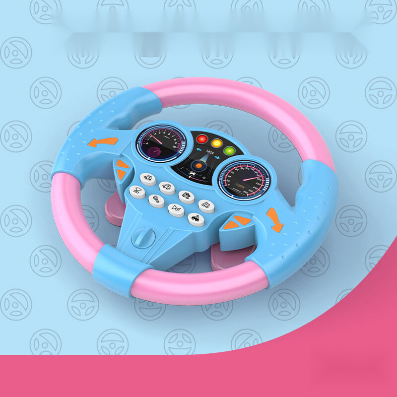Juguete de volante de simulación para niños, simulador de máquina de educación temprana con sonido ligero, rotación de 360 °