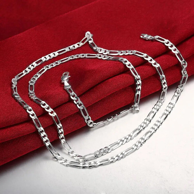 Colares de corrente em prata esterlina 925 para mulheres, joias finas para festa, casamento, presentes de Natal, 16-30 polegadas, 4mm, 40-75cm