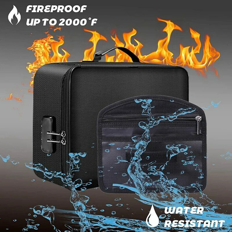 Fireproof File Organizer Bags,Fireproof And Waterproof Document Box With Money Bag, Fireproof Safe Bag With Lock