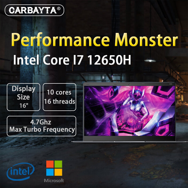 I7 12650H Gaming 10 Core Laptop 15.6 Inch Intel Core MAX 64GB RAM 4TB SSD  2560x1440 IPS Notebook Windows10 11 WiFi 6 BT