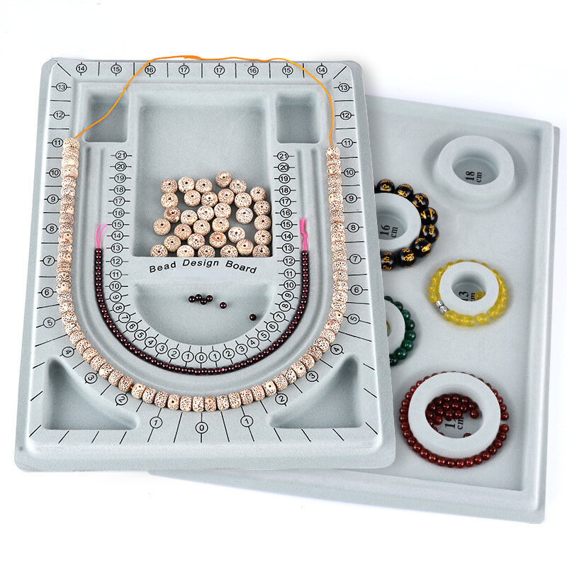 Flocked Bead Board Bracelet Necklace Beading Organizer Artistry Tray Design Measuring Tool for DIY Jewelry Making Accessories