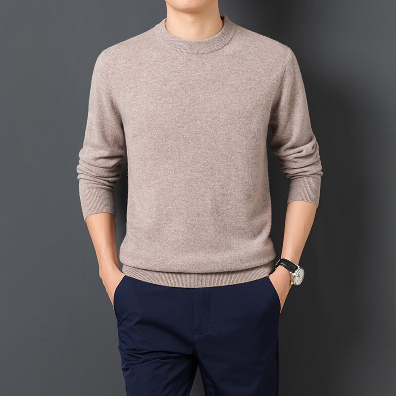 Sweater pria, baju hangat dan nyaman lengan panjang Pullover Sweater Turtleneck pakaian pria