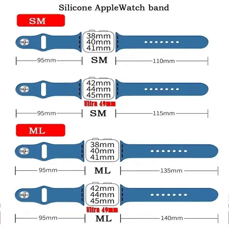 Band For Apple Watch Strap 45mm 44mm 49mm iWatch 41mm 40mm 38mm 42mm Sport watchband correa bracelet Series 8 7 6 9 SE 4 5 Ultra