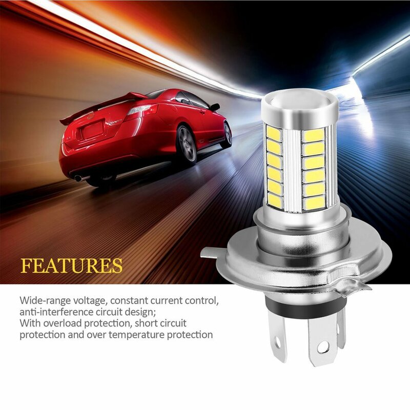 H4 33SMD 5630 светодиодный супер яркая белая Автомобильная фара светильник источник дневных ходовых огней, дневные ходовые огни, лампочка, лампа 12 В, 8 Вт, универсал