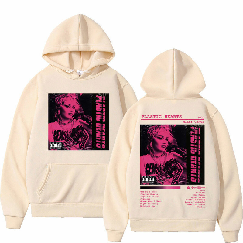 Sänger Miley Cyrus Musik album doppelseitige Grafik Hoodie Mode Rock übergroße Sweatshirts Männer Frauen Hip Hop Vintage Pullover