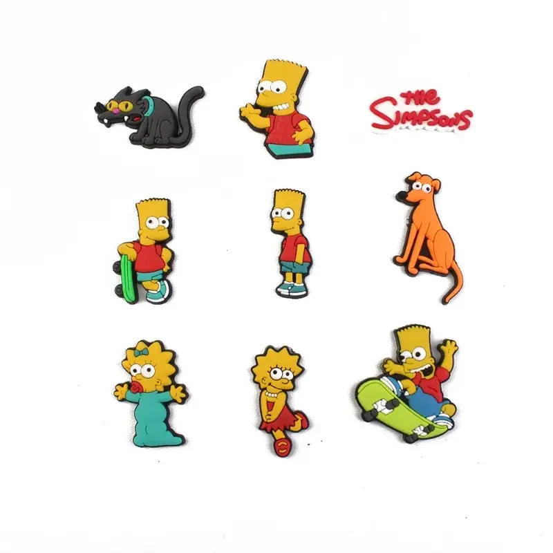 9 Stuks De Simpsons Cartoon Schoen Bedels Crocs Schattige Dieren Decoratie Gesp Pvc Badges Schoen Accessoires Steek Slipper Decoraties