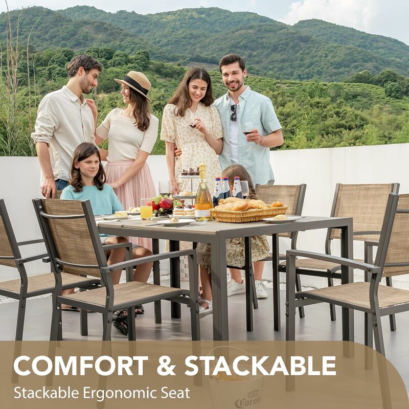 Ensemble de chaises de salle à manger d'extérieur empilables, pour terrasse d'arrière-cour