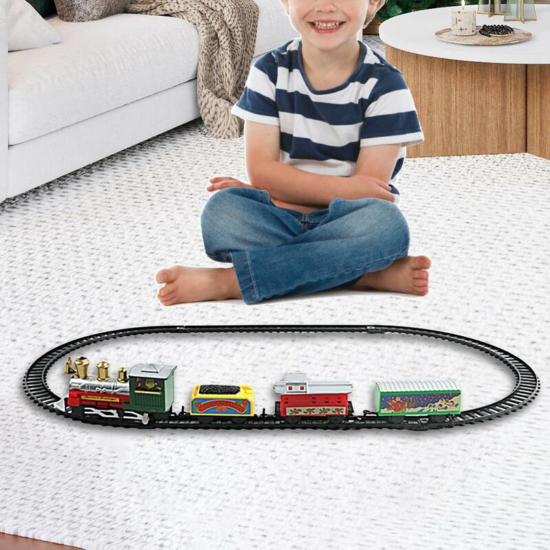 Christmas Electric Train Toy Classical Train Toys Kid Toy Rail Car Small Trains Track for Toddlers Children Boys Girls 4~7