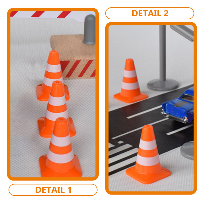 Stożki drogowe Zabawka Mini stożek drogowy Znaki bezpieczeństwa Miniaturowe blokady drogowe Zabawka Znak parkowania Światło Dzieci Sygnał Pole Plastikowy znacznik