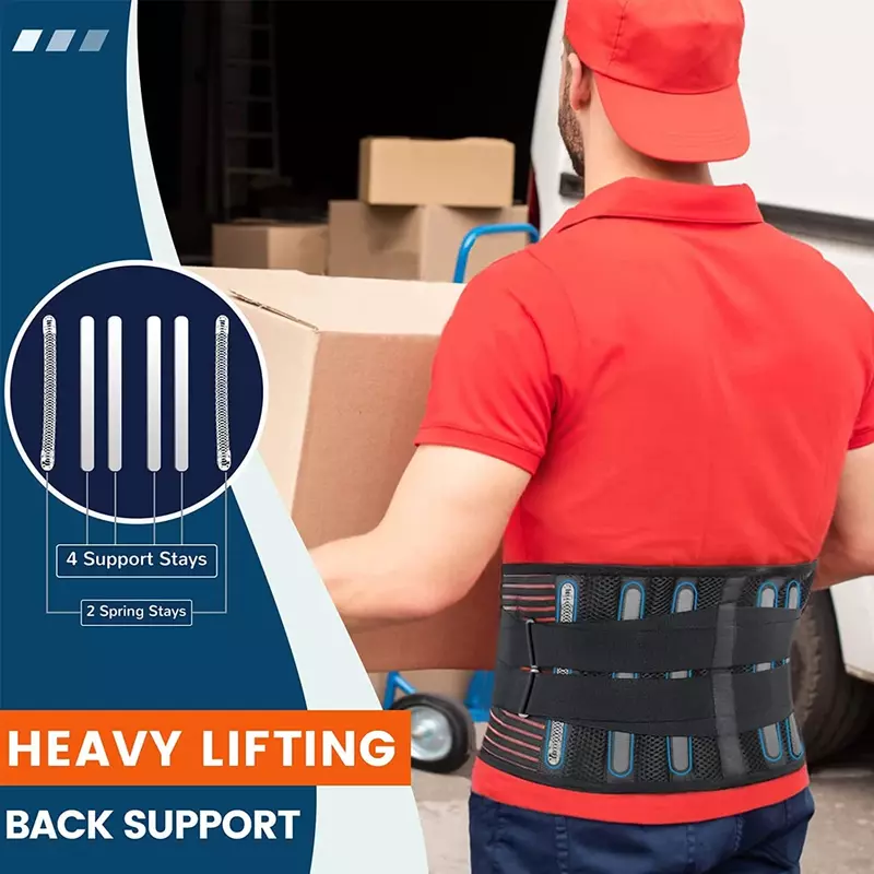 Ортопедический бандаж для нижней части спины с подкладкой, нескользящий Дышащий Пояс для поддержки талии, облегчения боли в тренажерном зале, 6 дюймов