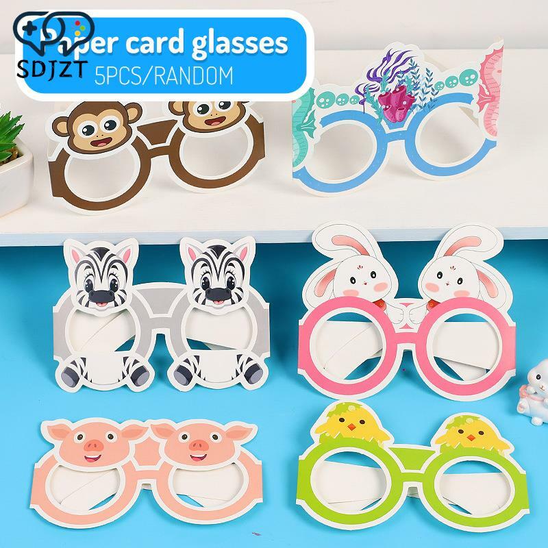 5 Pcs Creative Cute Cartoon Paper Glasses Decorations DIY Eyeglass Frames For Children Birthday Parties Kids Adult Gift New Year