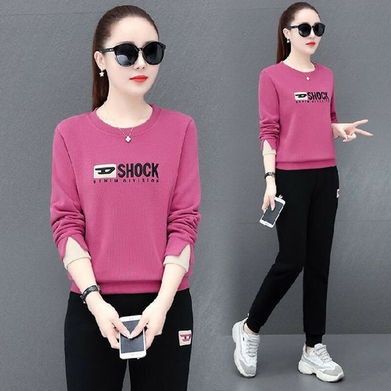 2024 Spring and Autumn Korean Edition New Sportswear Women's Set Fashion Casual Running Wear Two Piece Set