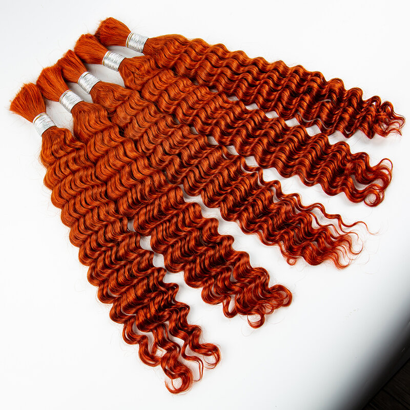 NABI rambut jahe kepang bundel rambut gelombang dalam ekstensi rambut manusia Virgin keriting untuk kepang wanita
