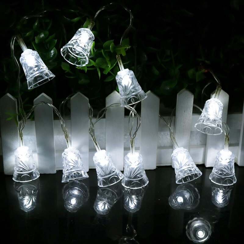 Luzes de natal led mini sinos guirlanda 1.5m 3m 6m luzes da corda de fadas a pilhas festa de natal decoração da árvore para casa