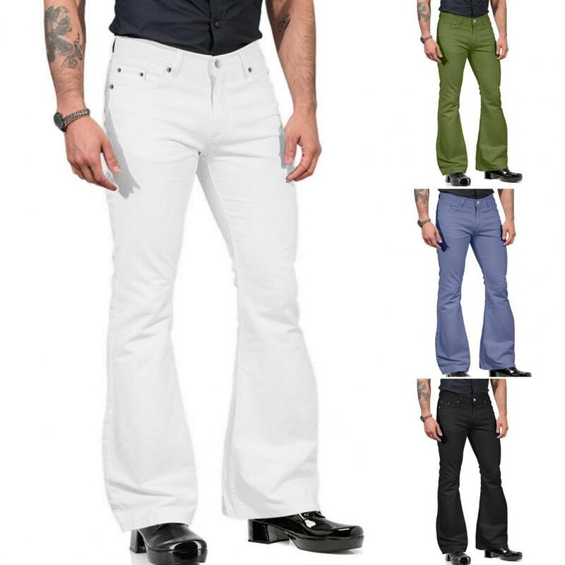 Брюки-багги мужские расклешенные, винтажные брюки со средней посадкой, Стрейчевые облегающие, в стиле ретро, в стиле Харадзюку