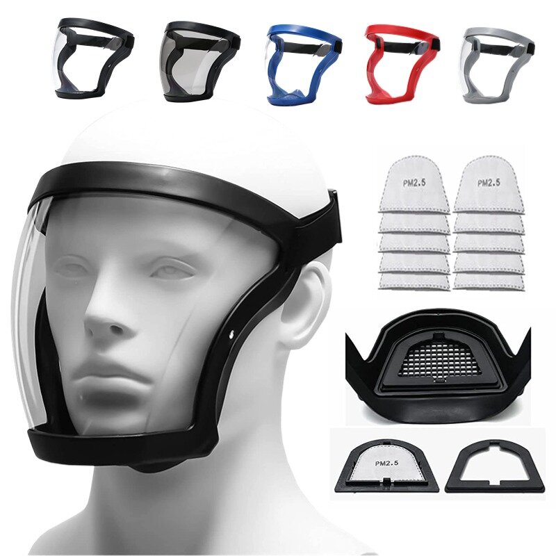 Maska ochronna do pracy Pełna osłona twarzy Wielokrotnego użytku Domowa kuchnia Maska chroniąca przed zachlapaniem Przeciwmgielna wiatroszczelna maska pyłoszczelna z filtrem