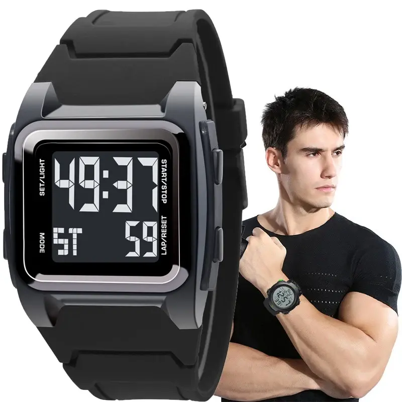 Часы YIKAZE Мужские Цифровые, спортивные многофункциональные Ретро-часы с будильником, мужские электронные, водонепроницаемость 50 м, подарок для мужчин