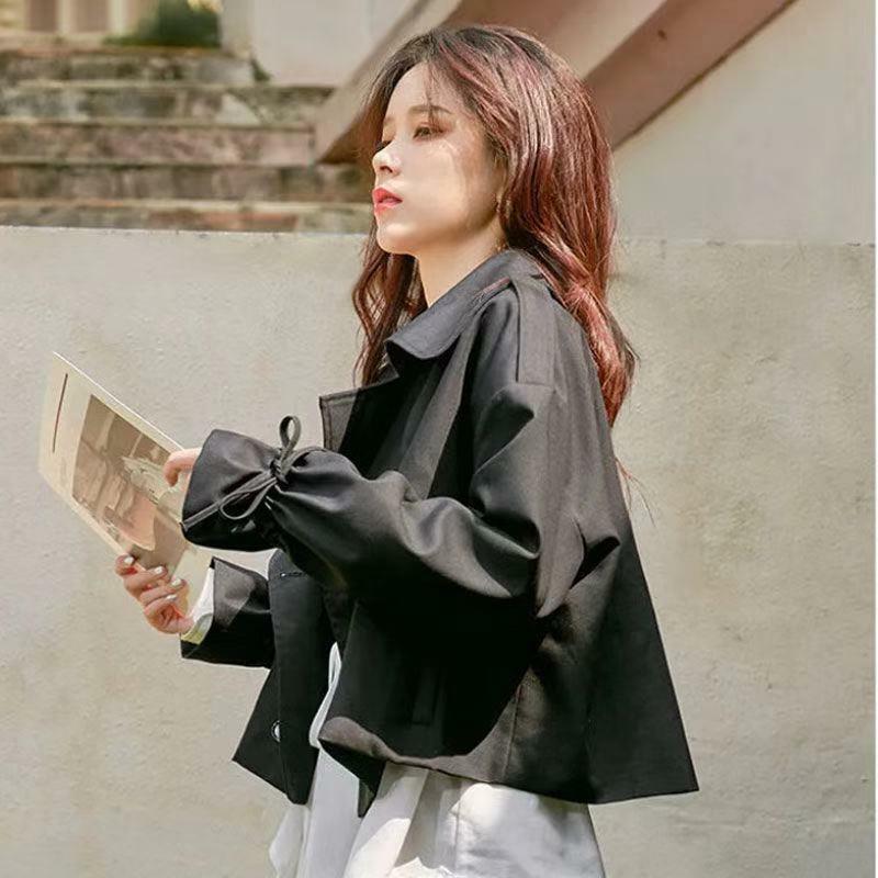 2024 New Spring And Autumn Short Sleeved Polo Collar Women Korean Edition Loose Small Coat Trendy Women's High Quality Khaki Top