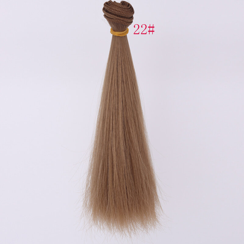 1 sztuka 25*100 cm brązowy lniane kawy czarny brązowy naturalny kolor peruka dla lalki prosto grube włosy dla 1/3 1/4 1/6 BJD diy