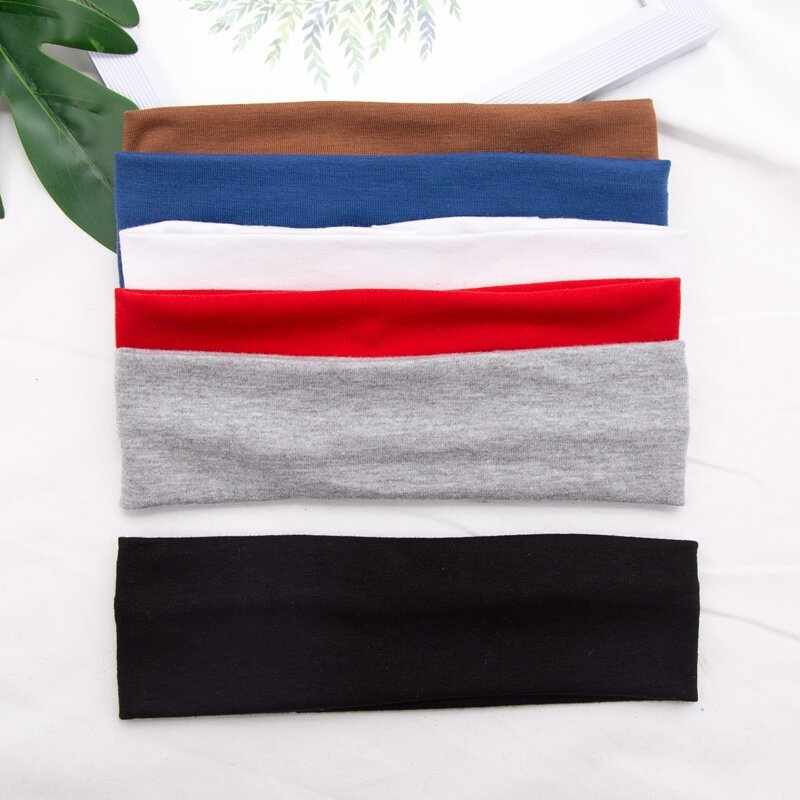 Elastic Cotton HairBand Fashion Headbands for Women Men Solid Running Fitness Yoga Hair Bands Stretch Makeup Hair Accessories