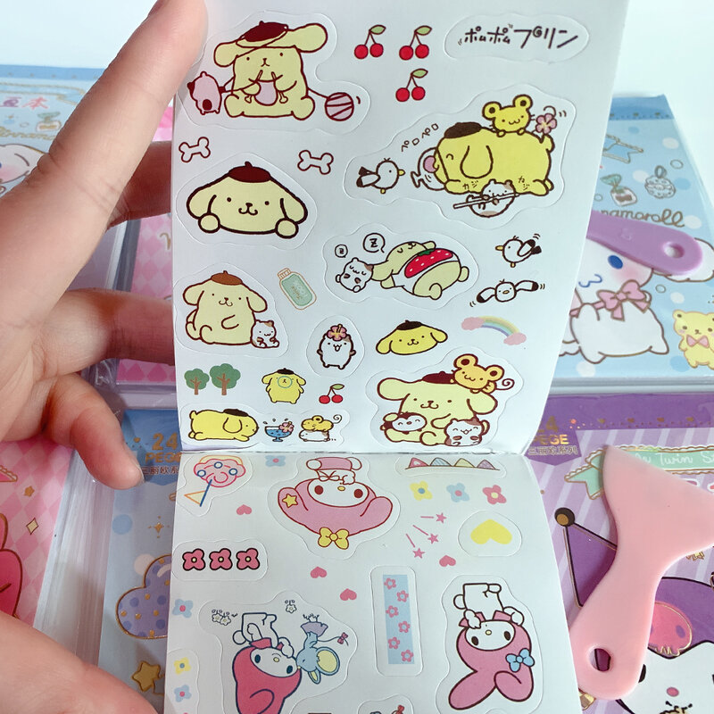 Buku stiker kartun lucu buku Kulome Melody Kuromi Laptop koper telepon Buku Harian tangan akun stiker dekorasi untuk mainan anak-anak