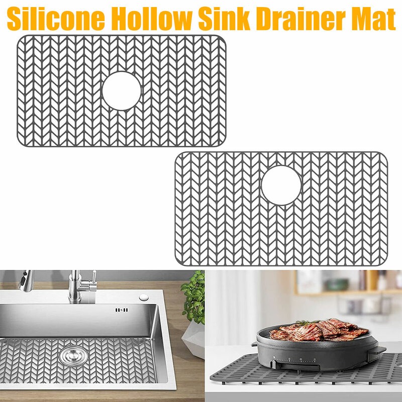 Silicone Anti-Slip Kitchen Sink Protector Mat, Grade resistente ao calor, escorredor de prato, utensílios domésticos